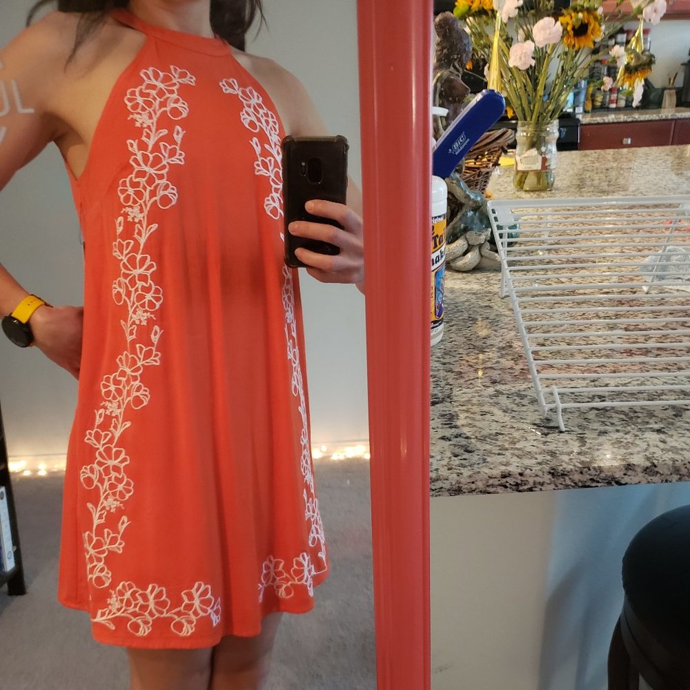 Lulu's orange white swing dress S NWT